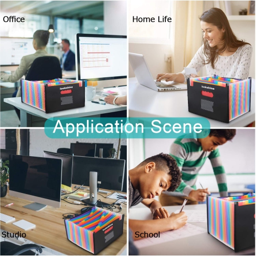 Chemise extensible à 24 pochettes, accordéon portatif A4, classeur expansible, grande capacité, plastique, multicolore