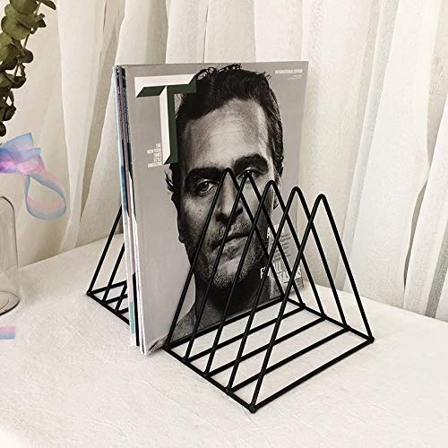 Magazine Rack Book Record Holder, Desktop Iron Storage Rack Bookshelf Triangle File Organizer Decor Home Office
