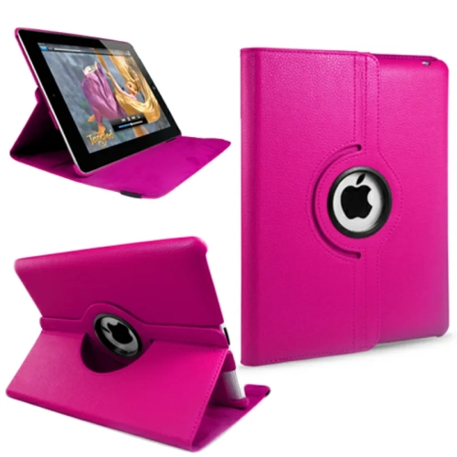 KEEGUARD  Hot Dark Leather Smart Rotating Case for Ipad Mini 4 / 5 In Pink