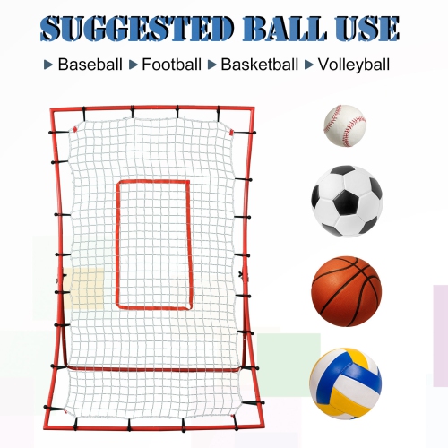 Soozier Pitch Back 5 Angles Adjustable Rebounder Net Goal Pitching and Throwing Practice Partner, Baseball/Soccer/Football/Basketball/Volleyball