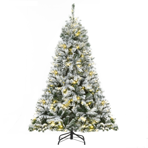 HOCMM Arbre artificiel floqué de neige de 6 pieds de haut avec 928 branches 250 LED lumière blanche chaude pour la décoration de Noël de la maison de