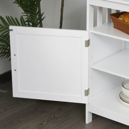 HOMCOM Kitchen Sideboard, Buffet Cabinet, Wooden Storage Console Table with 2-Level Cabinet and Open Shelf, White