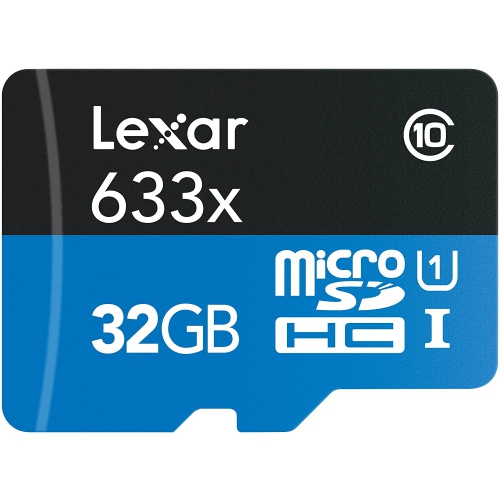 Lexar High-Performance 633x 32GB MicroSDHC UHS-I Card with SD Adapter