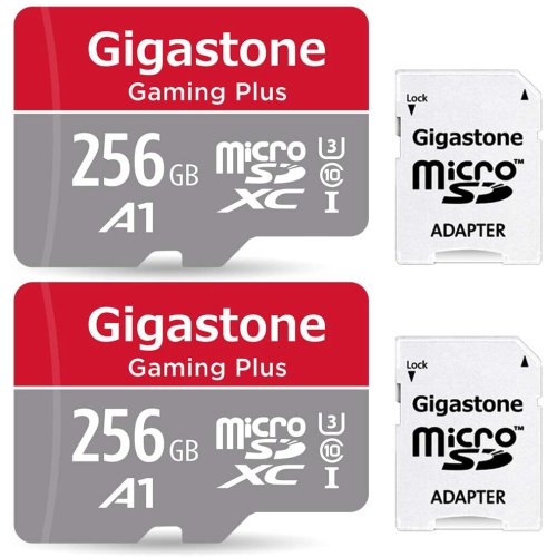 GIGASTONE  256GB 2-Pack Micro Sd Card With Adapter, U1 C10 Class 10, Full HD Available, Micro Sdxc Uhs-I Memory Card