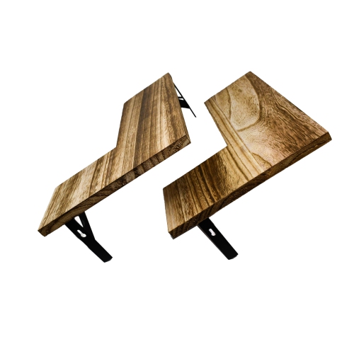 ALEKO WFS23 Rustic Wood Wall Mount Storage Floating Corner Shelves - Set of 2