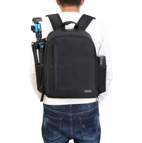 Sac à dos étanche professionnel pour appareil reflex/reflex compatible avec objectifs Nikon de Sony trépied et accessoires - Noir