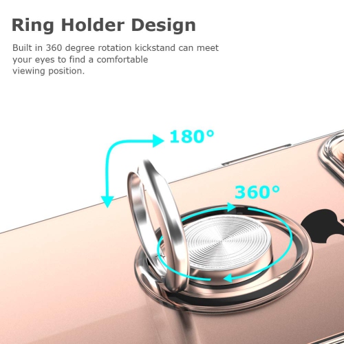 iPhone 12 Pro Max Case, Crystal Clear Slim Fit Protective Phone Case Cover with Ring Holder Kickstand Magnetic Car Mount