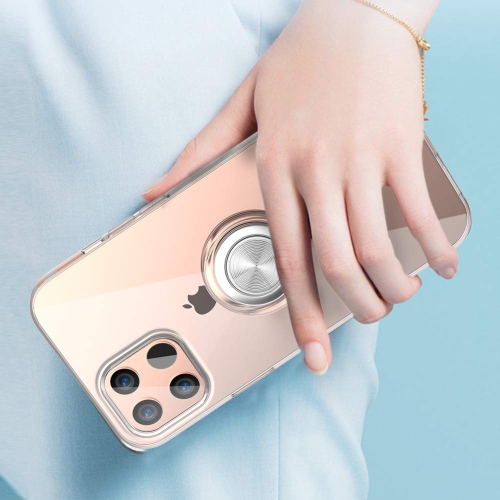 iPhone 12 Pro Max Case, Crystal Clear Slim Fit Protective Phone Case Cover with Ring Holder Kickstand Magnetic Car Mount