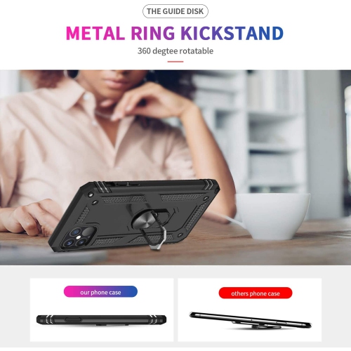 Military Bumper Hard Case for Apple iPhone 12 Pro Max Case with Rugged Ring Kickstand for Men
