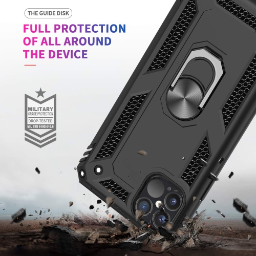 Military Bumper Hard Case for Apple iPhone 12 Pro Max Case with Rugged Ring Kickstand for Men