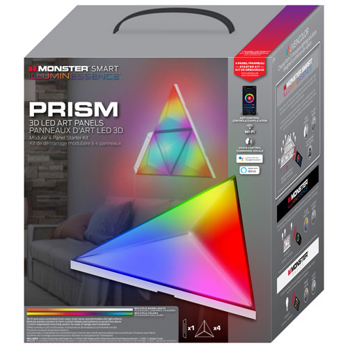 Monster Smart Illuminessence Prism 3D LED Art Panel Starter Kit - 4 Panels