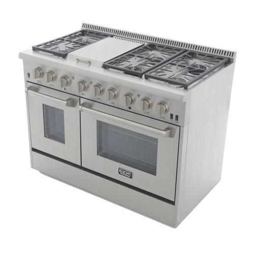 Cuisinière au gaz de 48 po Professional de KUCHT avec brûleurs scellés, plaque chauffante et four à convection | Prêt pour le propane liquide