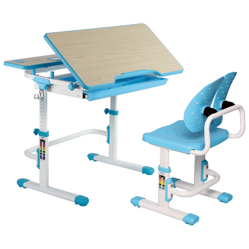 TygerClaw Adjustable Height Childrens Desk with Storage - Blue