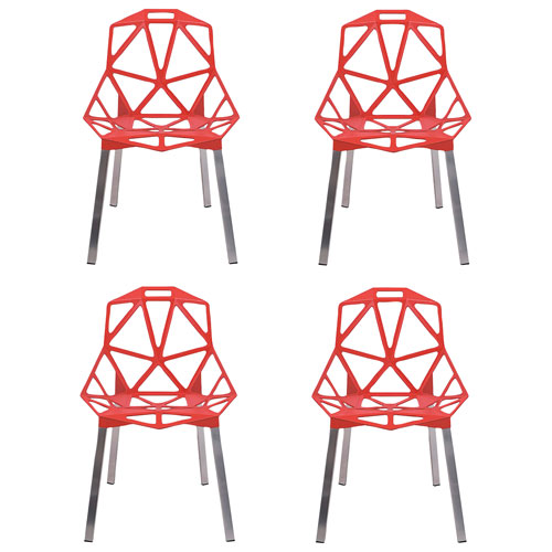 Geometric Modern Plastic Dining Chair, Plastic Dining Chairs Set Of 4
