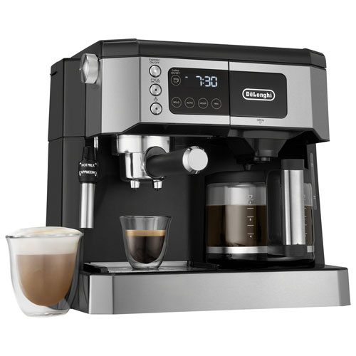 Machine à café et à espresso tout-en-un de De'Longhi - Noir/Acier inoxydable