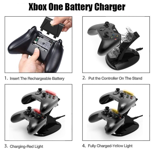 Charging Station 2 Pack Rechargeable Battery for Xbox Wireless Controller Kit One, One S ,Elite Charging
