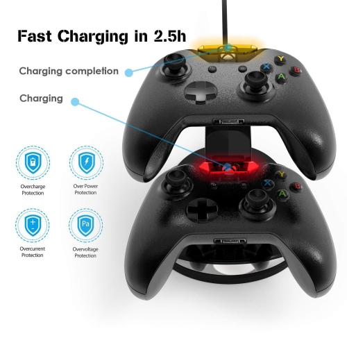 Charging Station 2 Pack Rechargeable Battery for Xbox Wireless Controller Kit One, One S ,Elite Charging