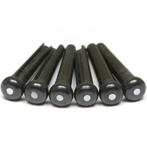 Graph Tech PP-2142-00 Tusq Traditional Bridge Pins - Black Mother of Pearl Inlay 6 Pack