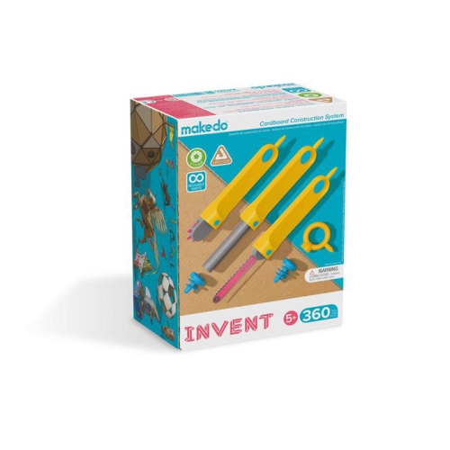 Contempo Views - MAKEDO INVENT - boîte à outils de construction en carton pour enfants pour l’apprentissage STEAM en classe, contient 360 pièces