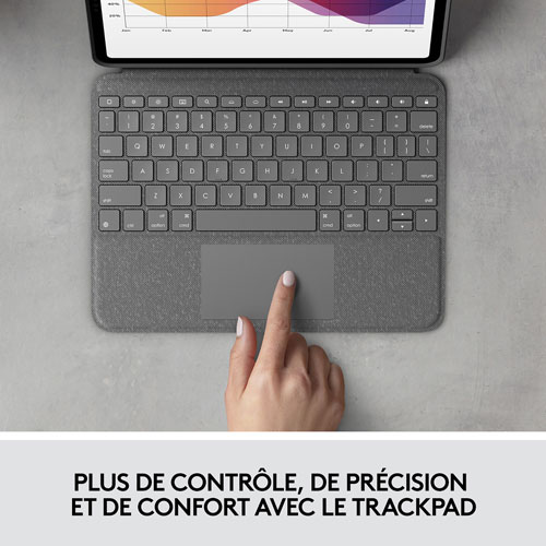 Logitech Folio Touch Keyboard Case with Trackpad for iPad Air 11" (M2), iPad Air (5th/4th Gen) - Grey
