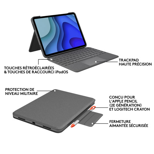 Logitech Folio touch Keyboard Case with Trackpad for iPad Pro 11" (4th/3rd/2nd/1st Gen)/Air - Grey