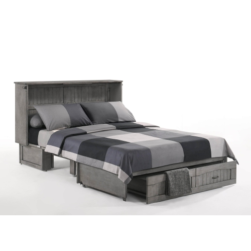 Night and Day Alpine Murphy Cabinet Bed with Queen Gel Memory Foam Mattress - Rustic Grey