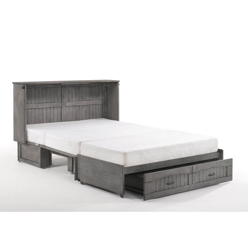 Night and Day Alpine Murphy Cabinet Bed with Queen Gel Memory Foam Mattress - Rustic Grey