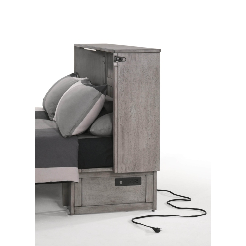 Night and Day Alpine Murphy Cabinet Bed with Queen Gel Memory Foam Mattress - Rustic Grey