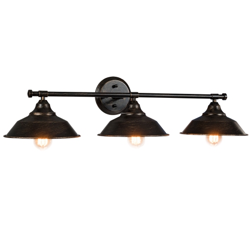 Costway Modern Industrial 3-Light Bathroom Wall Sconce Fixture Vanity/Bathroom Wall Lamp