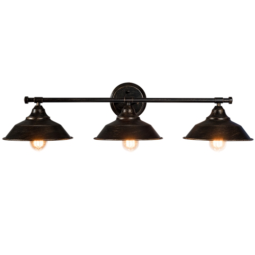 Costway Modern Industrial 3-Light Bathroom Wall Sconce Fixture Vanity/Bathroom Wall Lamp