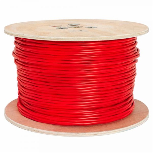 TechCraft - Solid Fire Alarm Cables, 16AWG, 2 Conductors, Shielded, FPLR / CMR, 1000 Feet Length, Red