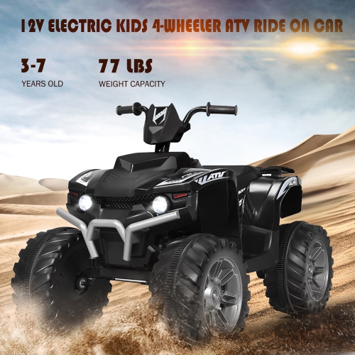 Costway 12V Kids 4-Wheeler ATV Quad Ride On Car w/ LED Lights Music Bluetooth USB