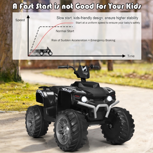 Costway 12V Kids 4-Wheeler ATV Quad Ride On Car w/ LED Lights Music Bluetooth USB