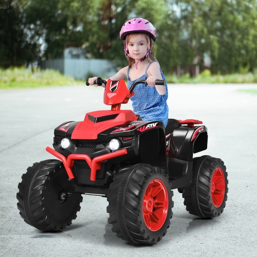 Costway 12V Kids 4-Wheeler ATV Quad Ride On Car w/ LED Lights Music Bluetooth USB