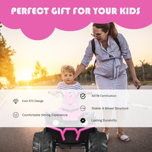 Costway 12V Kids 4-Wheeler ATV Quad Ride On Car w/ LED Lights Music Bluetooth USB