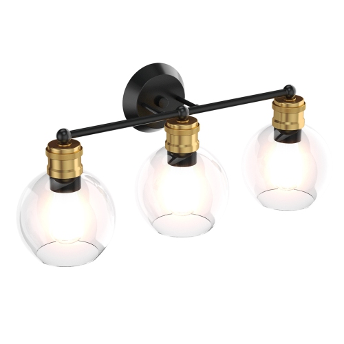 COSTWAY  3-Light Vanity Bathroom Light W/ 7" Round Clear Glass Shade Vintage Wall Sconce