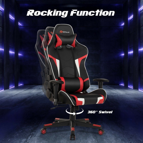 Goplus Massage Gaming Chair Reclining Swivel Racing Office Chair w/Lumbar Support
