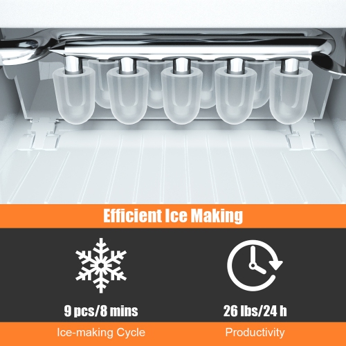 Costway Portable Ice Maker Machine Countertop 26Lbs/24H Self-cleaning w/ Scoop Black