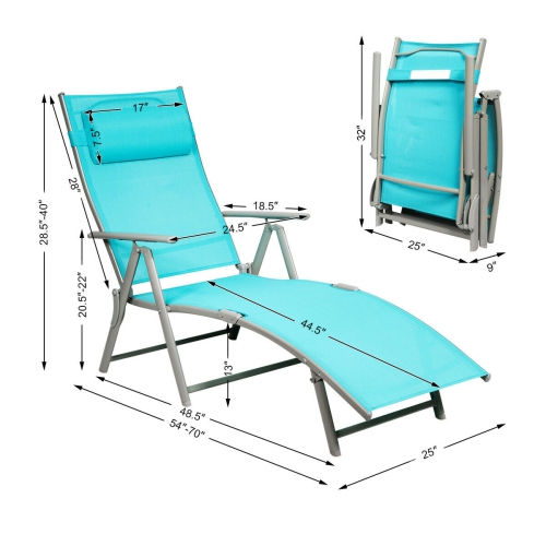 Costway Folding Chaise Lounge Chair w/Cushion