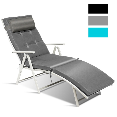 Costway Folding Chaise Lounge Chair w/Cushion