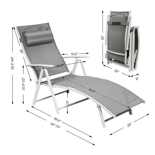 Costway Folding Chaise Lounge Chair w/Cushion