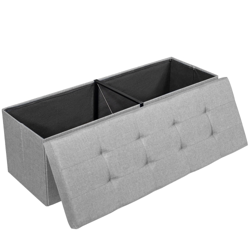 Costway Fabric Folding Storage Ottoman Storage Chest W/Divider Bed End Bench