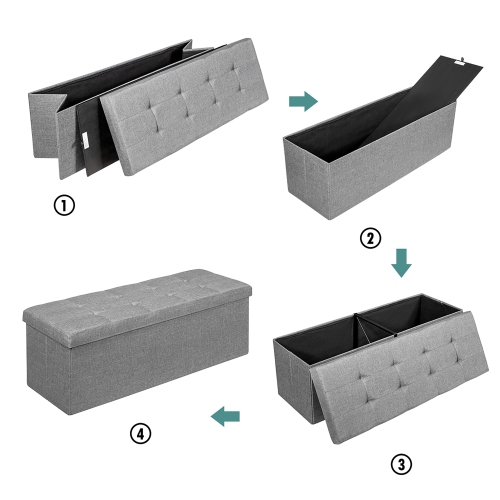 Costway Fabric Folding Storage Ottoman Storage Chest W/Divider Bed End Bench