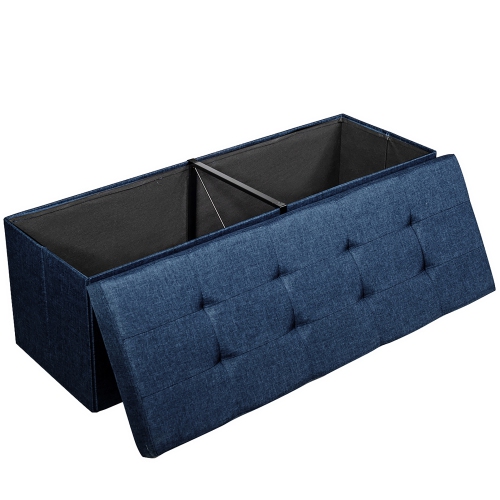 Costway Fabric Folding Storage Ottoman Storage Chest W/Divider Bed End Bench