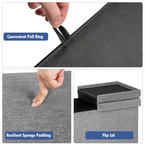 Costway 30'' Folding Storage Ottoman W/Lift Top Bed End Bench 80L Capacity