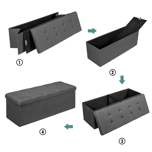 Costway Fabric Folding Storage Ottoman Storage Chest W/Divider Bed End Bench