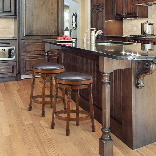 Costway Set of 2 24'' Swivel Bar Stool Leather Padded Dining Kitchen Pub Chair Backless