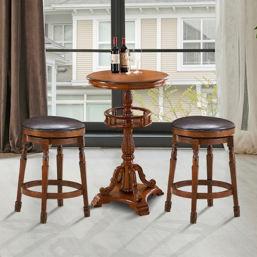 Costway Set of 2 24'' Swivel Bar Stool Leather Padded Dining Kitchen Pub Chair Backless