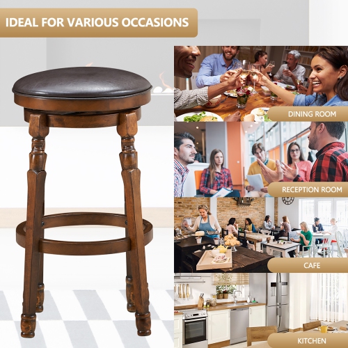 Costway Set of 4 29'' Swivel Bar Stool Leather Padded Dining Kitchen Pub Chair Backless