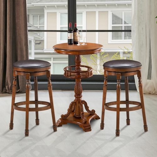 Costway Set of 2 29'' Swivel Bar Stool Leather Padded Dining Kitchen Pub Chair Backless